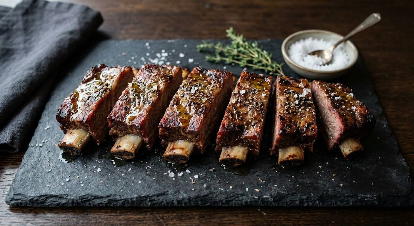 Tagliata di carne alla griglia servita su ardesia